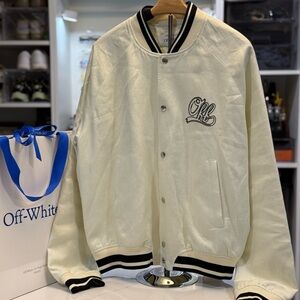 Off-White Italic linen Varsity Jacket - 52 - Brand New
